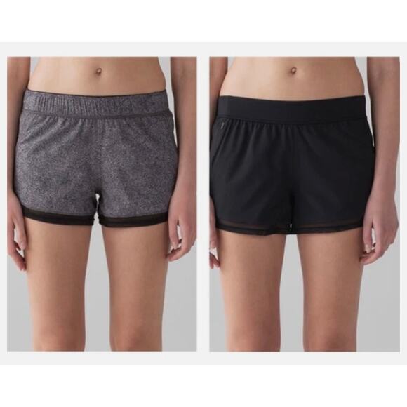 Womens Lululemon Two With One Short Black Gray (Reversible 3") size 4 Active - Picture 1 of 10